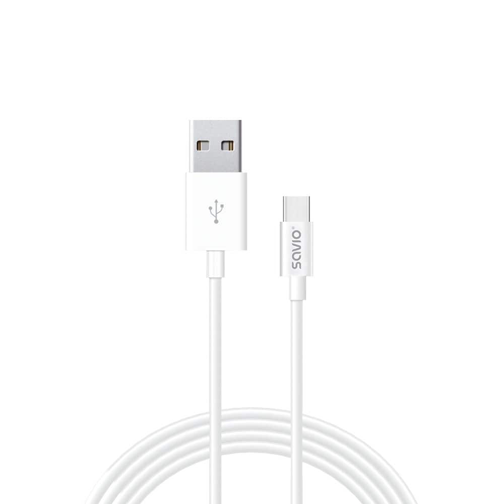 Kabel SAVIO CL-125 (USB typu C - USB 2.0 typu A ; 1m; kolor biały) — zdjęcie 1 z 7