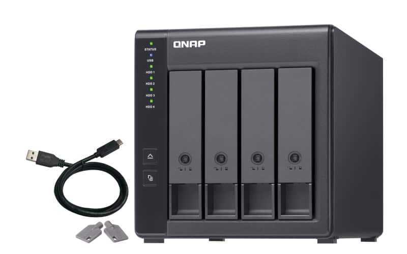 Qnap TR-004 Expansion unit ,Tower, 4x 3.5" SATA HDD, USB 3.0 type-C hardware RAID external enclosure (USB-C to USB-A cable include) — zdjęcie 1 z 8