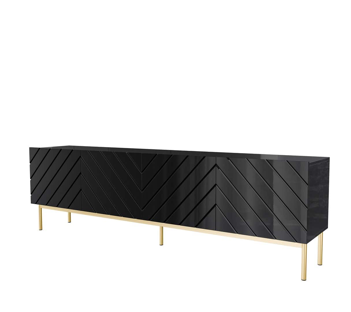 Szafka RTV ABETO 200x42x60 czarny/czarny połysk — zdjęcie 1 z 2