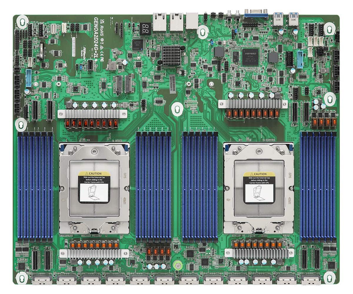 Płyta główna ASRock GENOA2D24G-2L+ 2x SP5 AMD Epyc 9004 SoC (24xDIMM, NVMe, 2xM.2, 2xGbE, IPMI) — zdjęcie 1 z 4