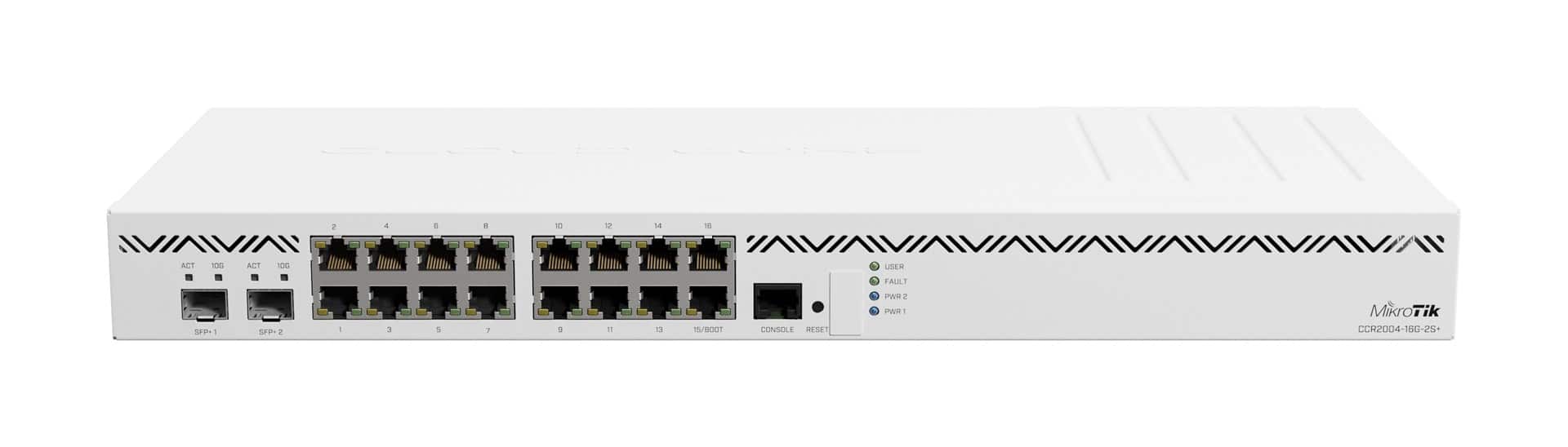 Router Mikrotik CCR2004-16G-2S+ Total Ethernet  Ports:18; Architecture:ARM 64bit; CPU core:4 — zdjęcie 1 z 6