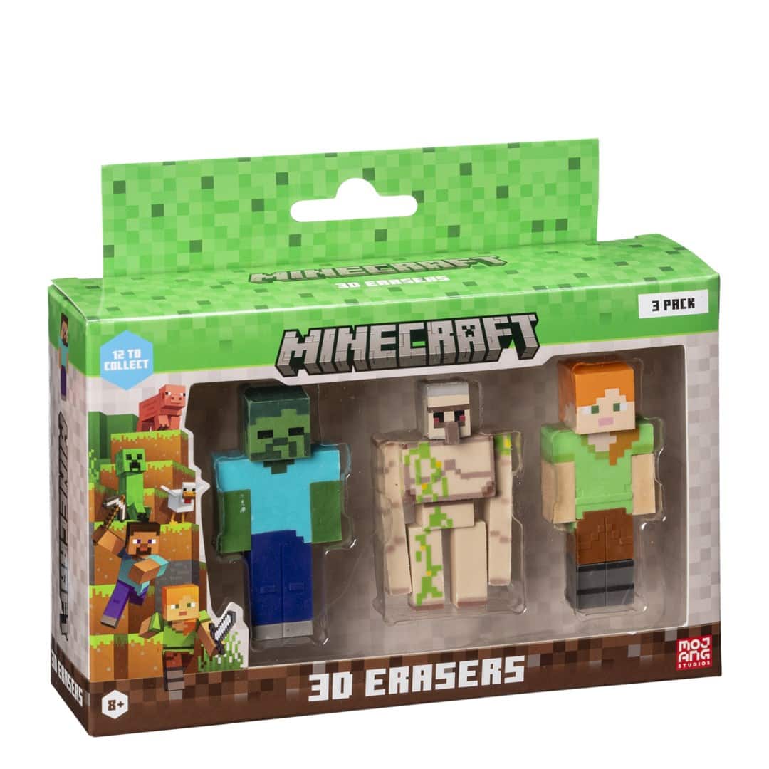 MINECRAFT 3D ERASERS - 3 PACK VER.C — zdjęcie 1 z 4