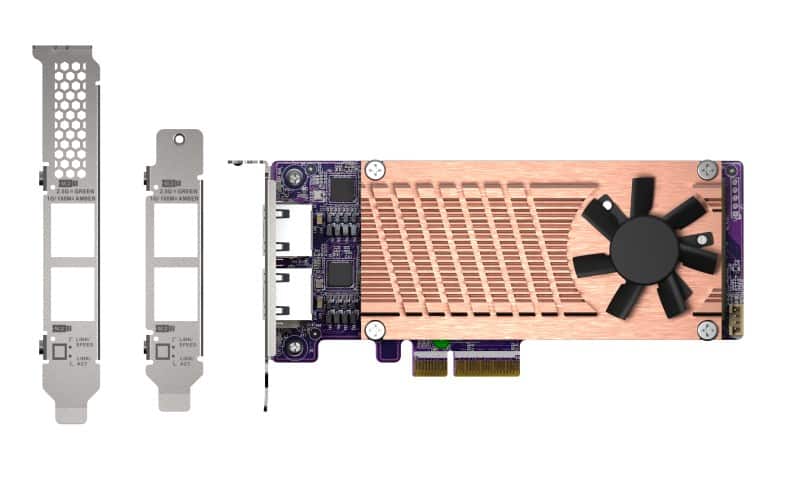 Qnap QM2-2P2G2T, 2 x PCIe 2280 M.2 SSD, PCIe Gen3 x4, 2x  Intel I225LM 2.5GbE RJ45 — zdjęcie 1 z 6