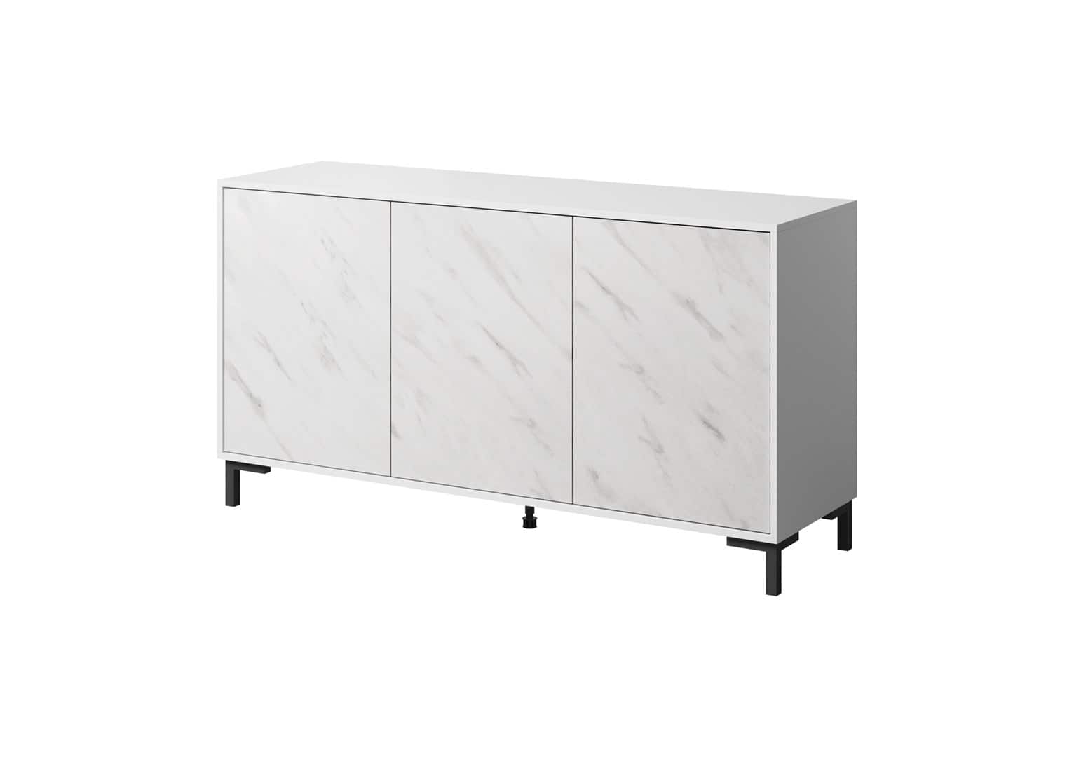 Komoda MARMO 3D 150x45xH80,5 biały mat/marmur biały — zdjęcie 1 z 4