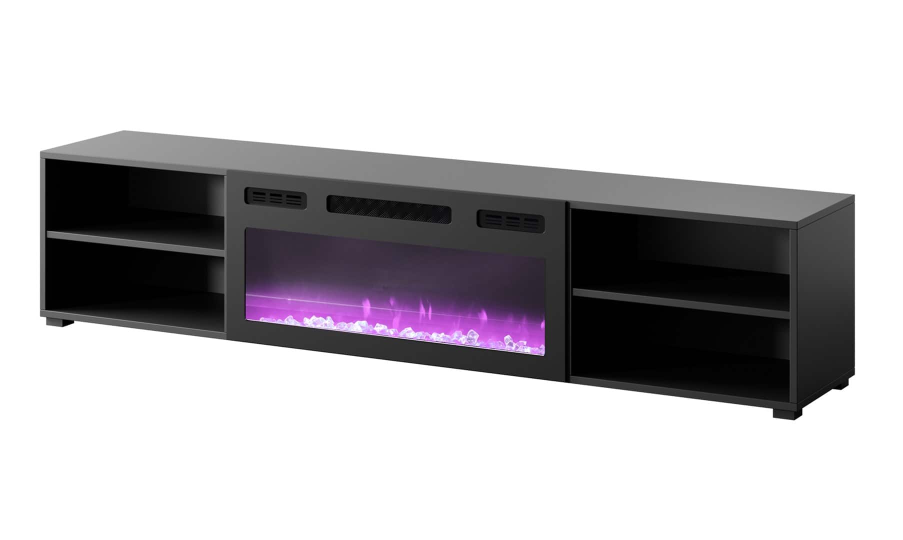 Szafka RTV POLO 180x33x39 czarny + kominek czarny — zdjęcie 1 z 5