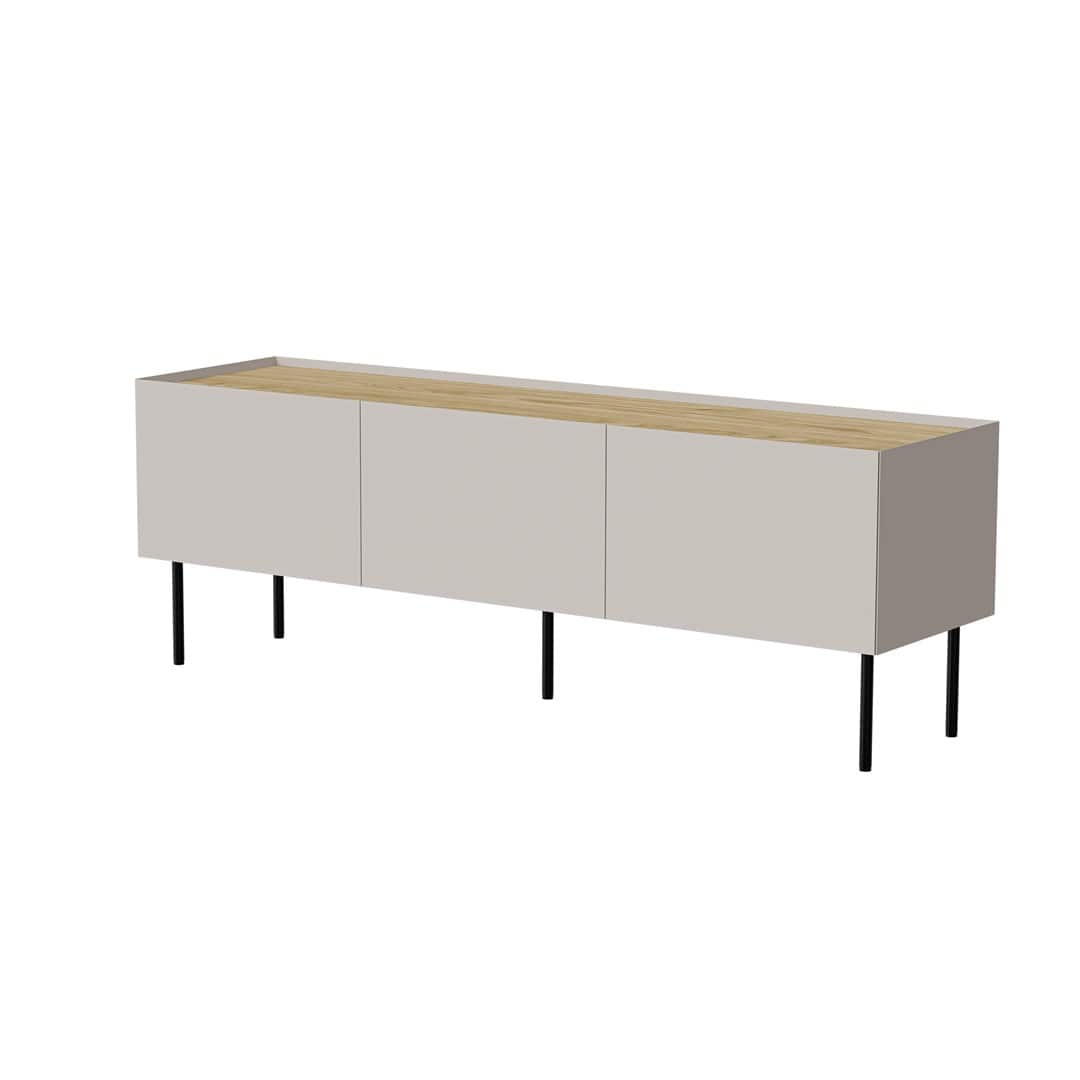 Szafka RTV FELLINI 150x40x52 kaszmir + blat dąb — zdjęcie 1 z 5
