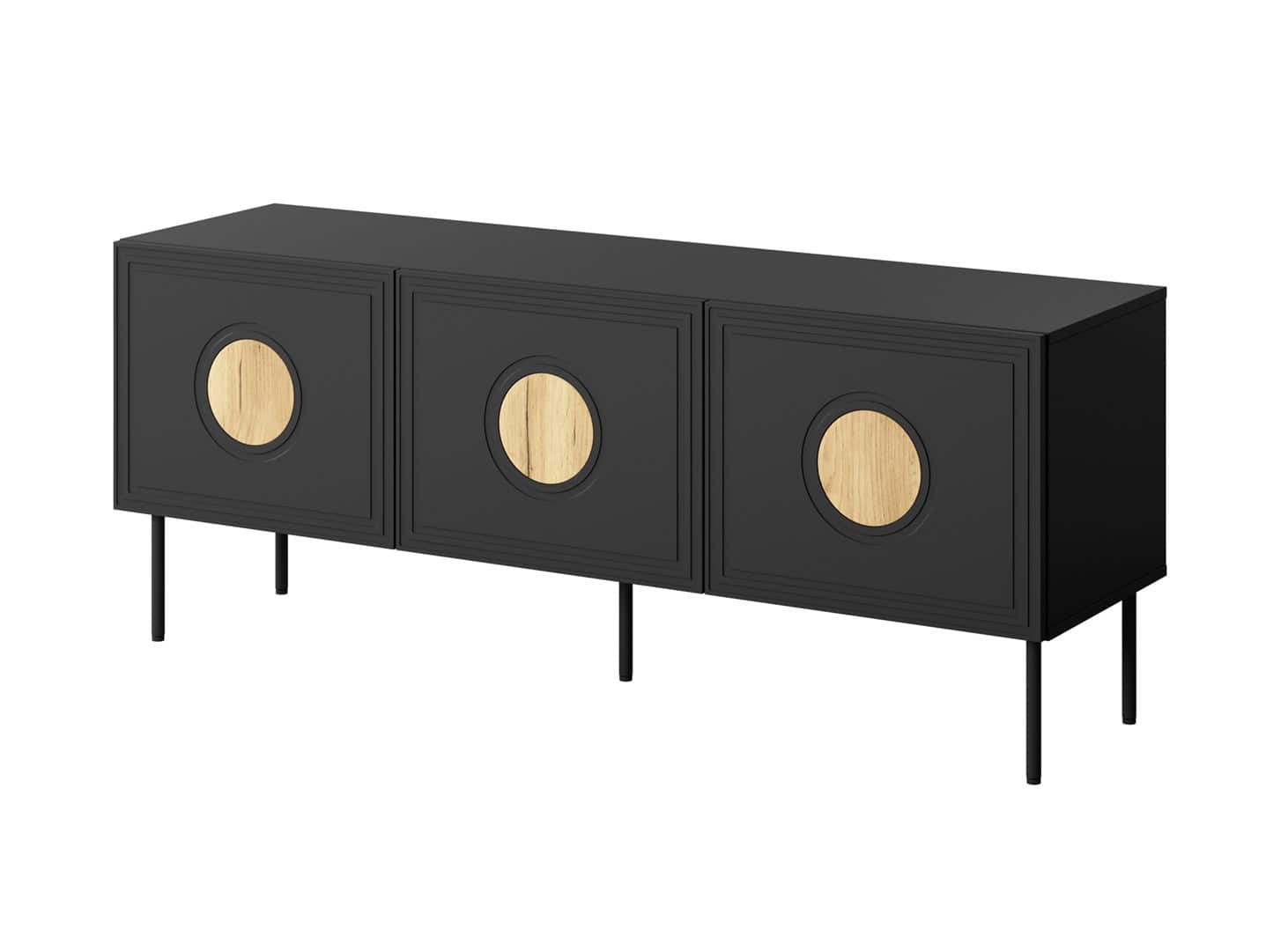 Szafka RTV PALAZZO 150x42x60 czarny + dąb craft — zdjęcie 1 z 4