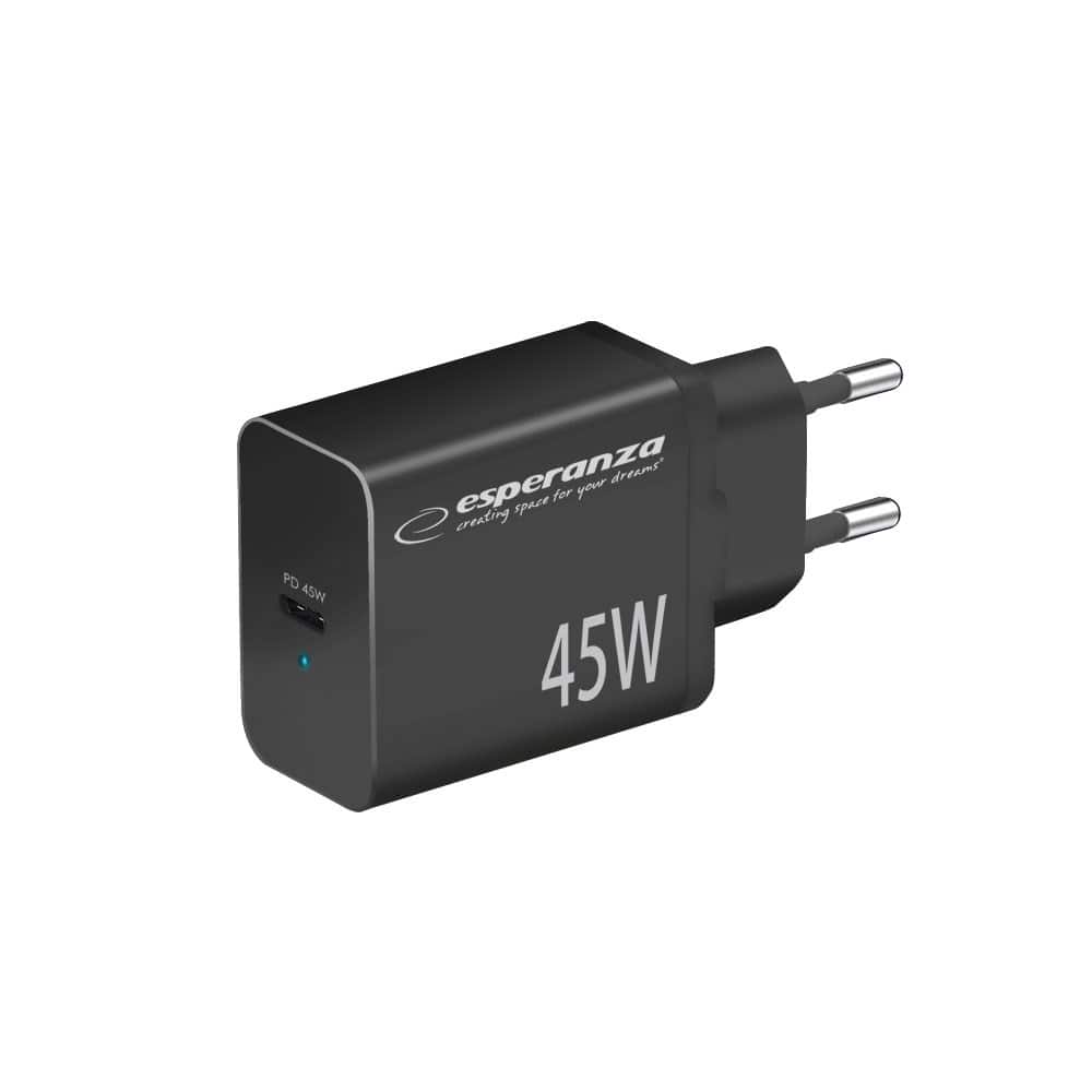 ESPERANZA ŁADOWARKA SIECIOWA 45W USB-C PD EZC108K — zdjęcie 1 z 3