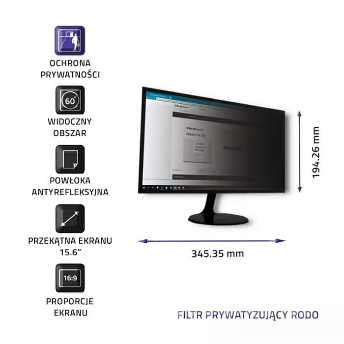 Filtr prywatyzujący Rodo Qoltec 51052 — zdjęcie 1 z 3