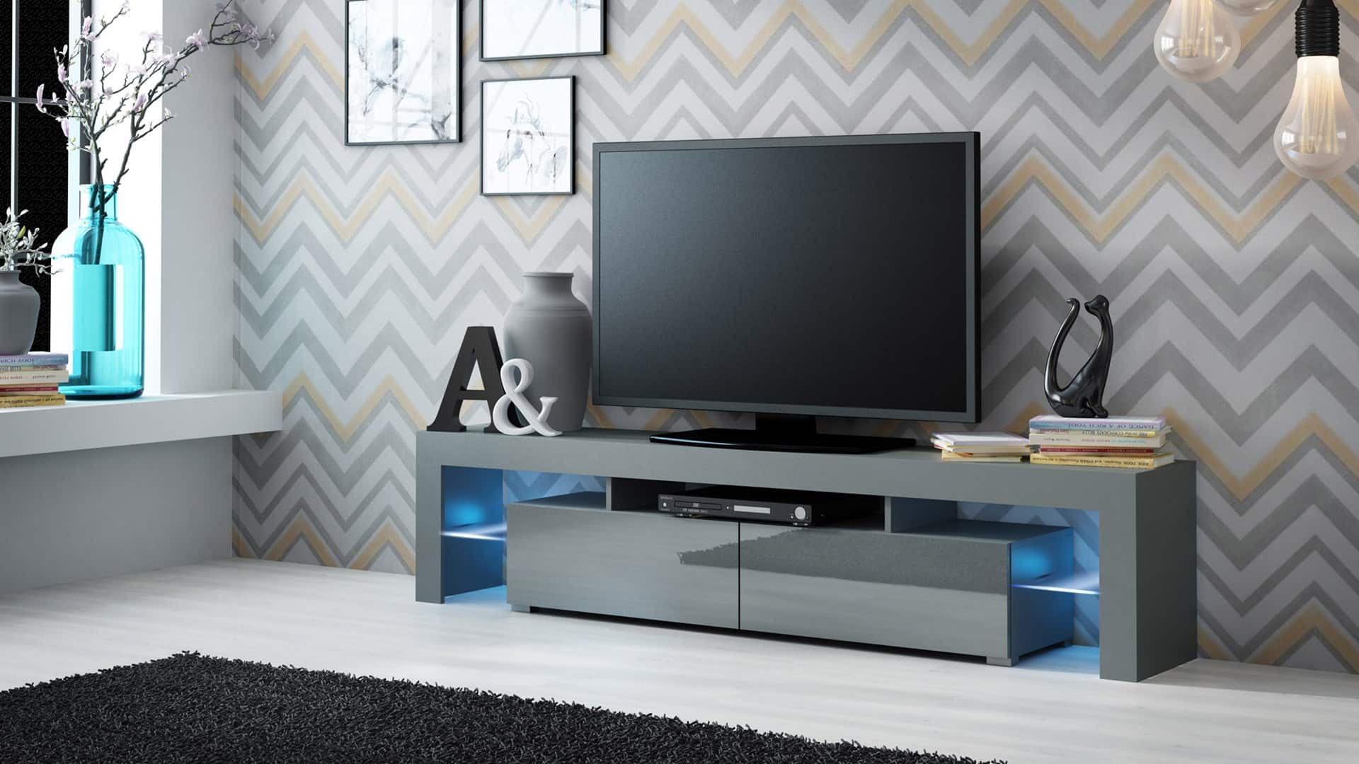Szafka RTV SOLO 200x45x36 szary/szary połysk — zdjęcie 1 z 2