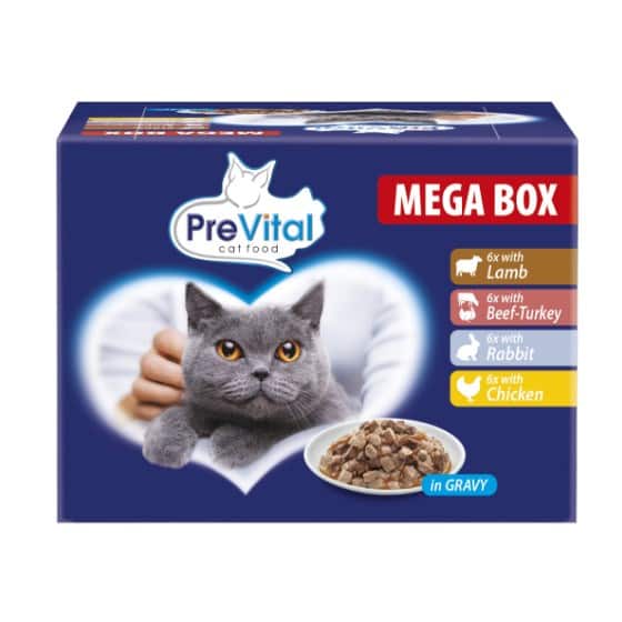 PREVITAL Megabox z jagnięciną, wołowiną, królikiem i kurczakiem - karma dla kota 24x100g — zdjęcie 1 z 3