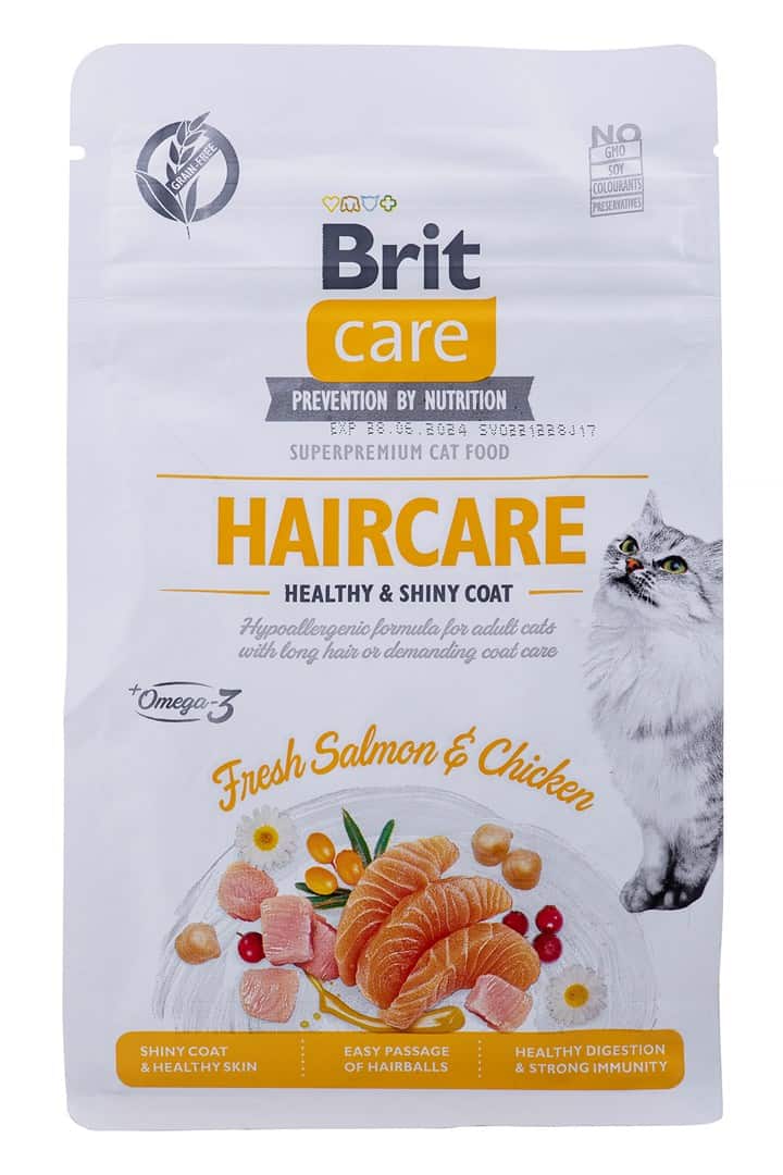 BRIT Care Grain-Free Adult Haircare Healthy&Shiny Coat - sucha karma dla kota - 400 g — zdjęcie 1 z 4