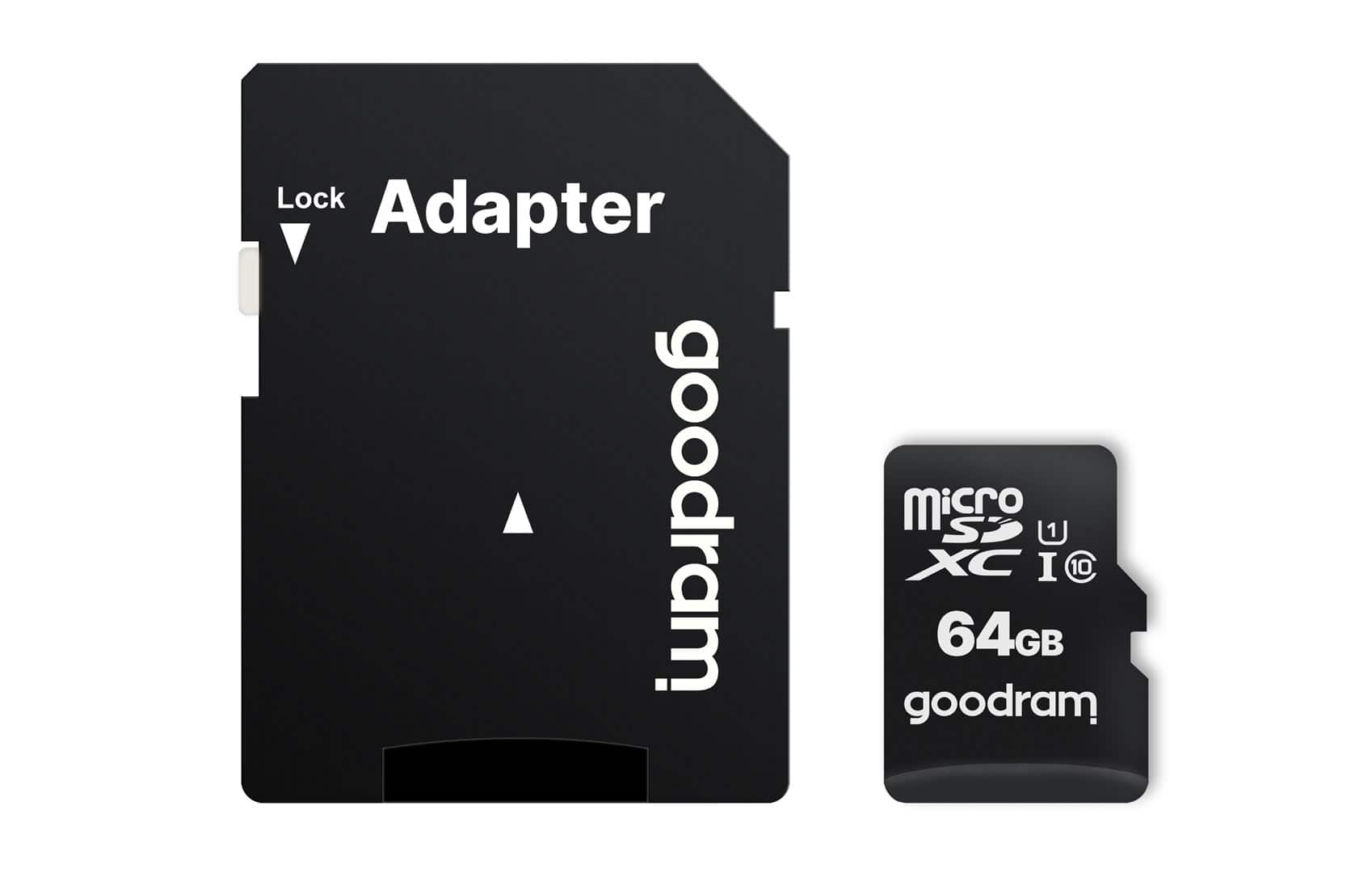 Karta pamięci GoodRam M1AA-0640R12 (64GB; Class 10; + adapter) — zdjęcie 1 z 3