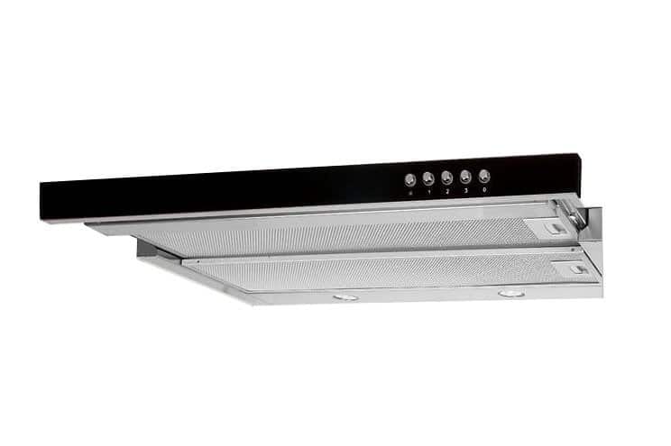 Okap podszafkowy teleskopowy AKPO WK-7 LIGHT GLASS 50 INOX CZARNY (500mm; kolor inox, front czarne szkło) — zdjęcie 1 z 5
