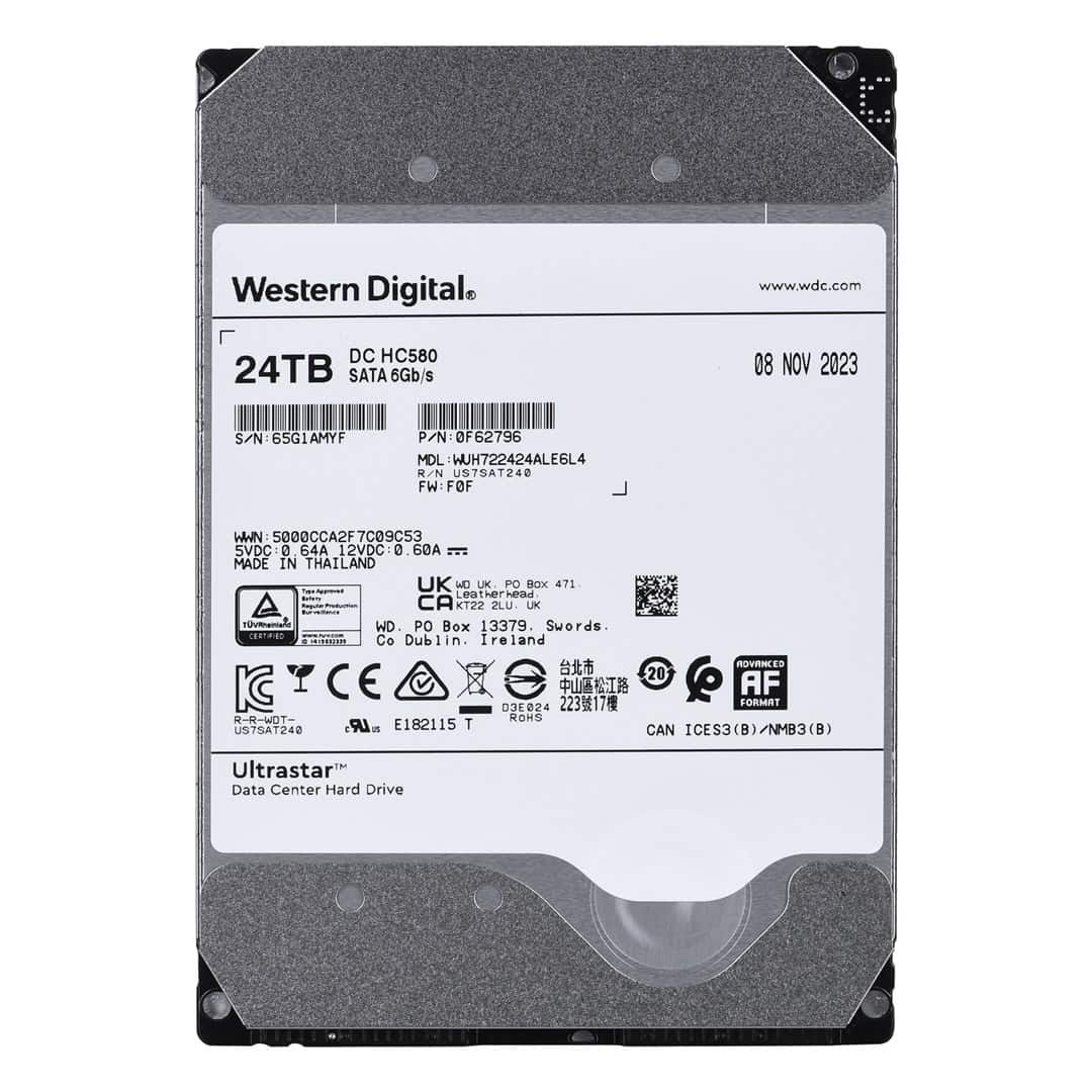 Dysk serwerowy HDD Western Digital Ultrastar DC HC580 WUH722424ALE6L4 (24 TB; 3,5"; SATA) — zdjęcie 1 z 4