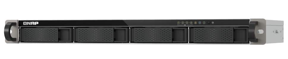 Qnap TS-433eU, 1U RACK, 4x 2.5"/3.5" SATA, ARM Cortex-A55 2,0GHz 4C, 4GB, 2x 2.5GbE, 2x USB 3.2, adapter 60W — zdjęcie 1 z 8