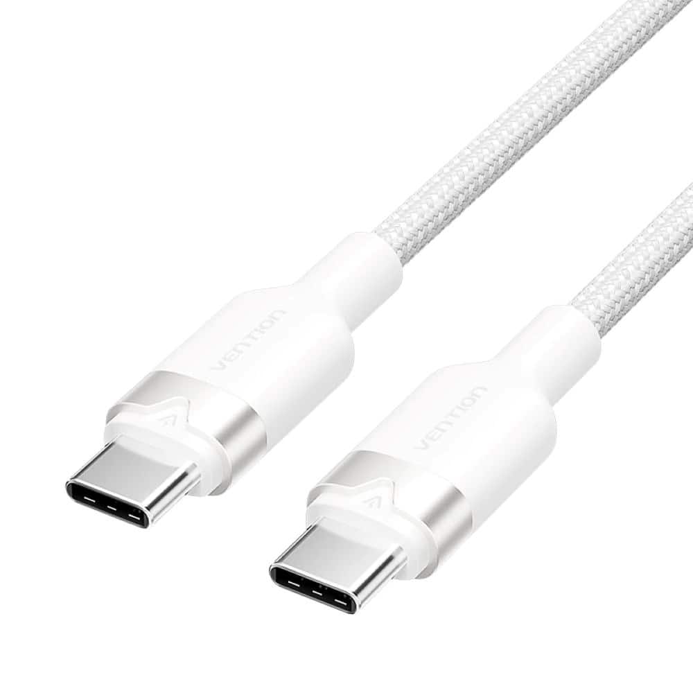 Kabel USB-C do USB-C Vention w oplocie 3A 480Mbps 60W PD 2m biały — zdjęcie 1 z 3