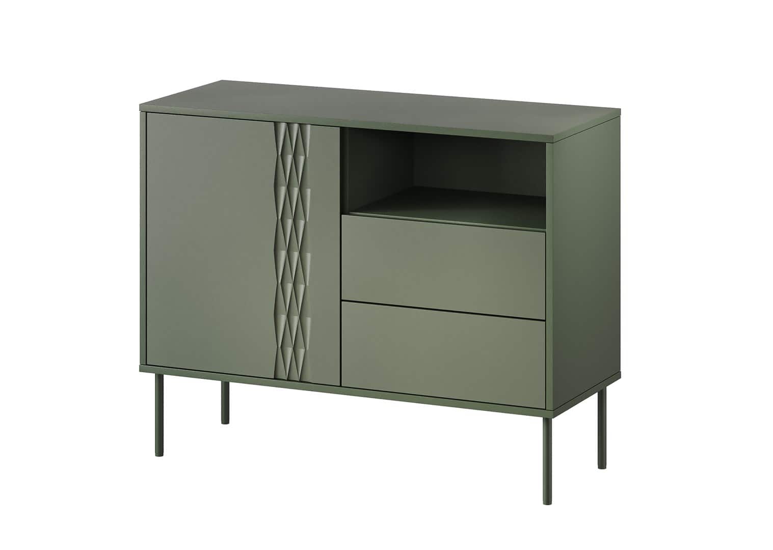 Komoda TRESSE 100x40x75 zieleń mat 1D2S — zdjęcie 1 z 4