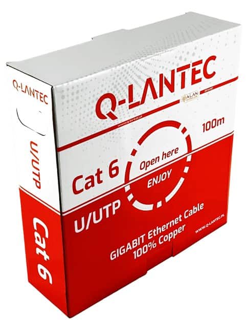 Q-LANTEC Kabel U/UTP kat.6, 100m, szary