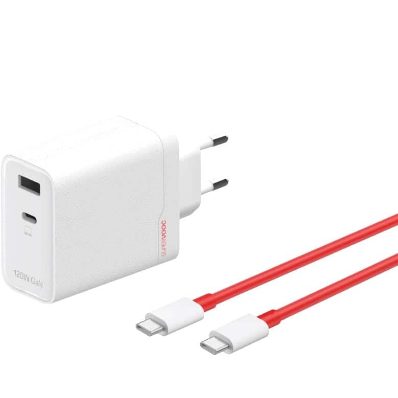 Ładowarka sieciowa OnePlus SuperVOOC GaN Dual Charger 120W USB-A/USB-C + kabel USB-C 1m Biała — zdjęcie 1 z 6