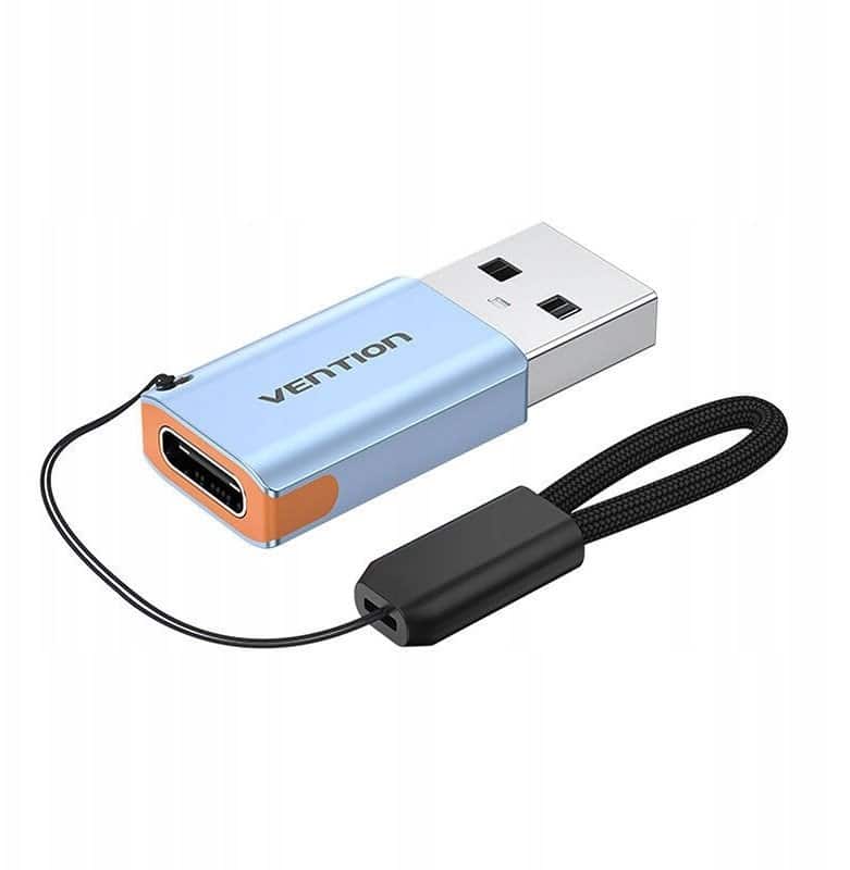 Adapter USB 3.1 Vention USB-A do USB-C ze smyczą stop aluminium — zdjęcie 1 z 3
