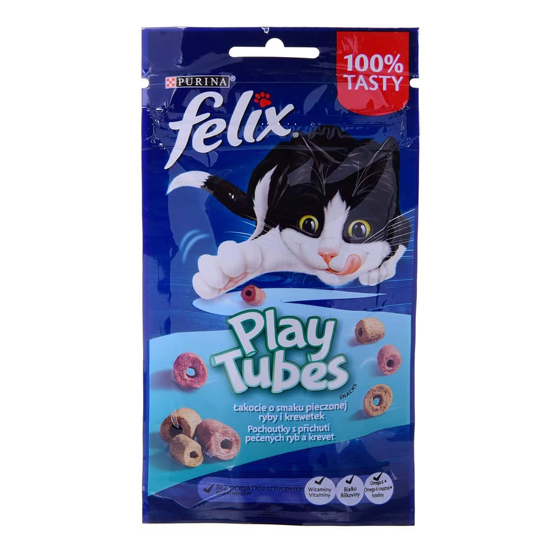 FELIX Play Tubes Ryba, Krewetki - przysmak dla kota - 50 g — zdjęcie 1 z 2