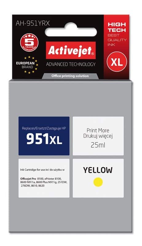 Activejet AH-951YRX Tusz 25ml Żółty do HP — zdjęcie 1 z 2
