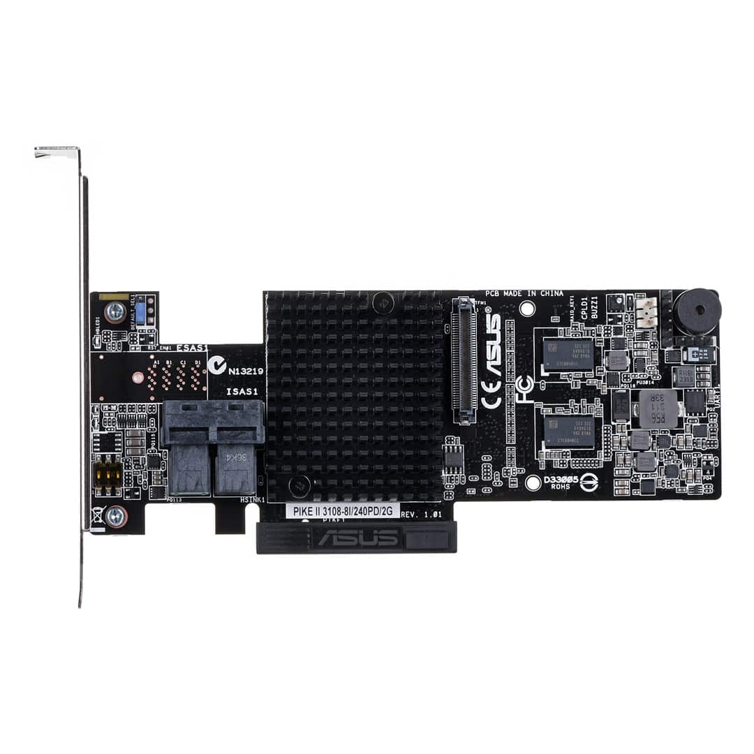 ASUS PIKE II 3108-8i-240PD/2G 8-port internal SATA/SAS 12G (RAID 0, 1, 10, 5, 6, 50, 60) 2x Mini-SAS HD SFF-8643 — zdjęcie 1 z 4