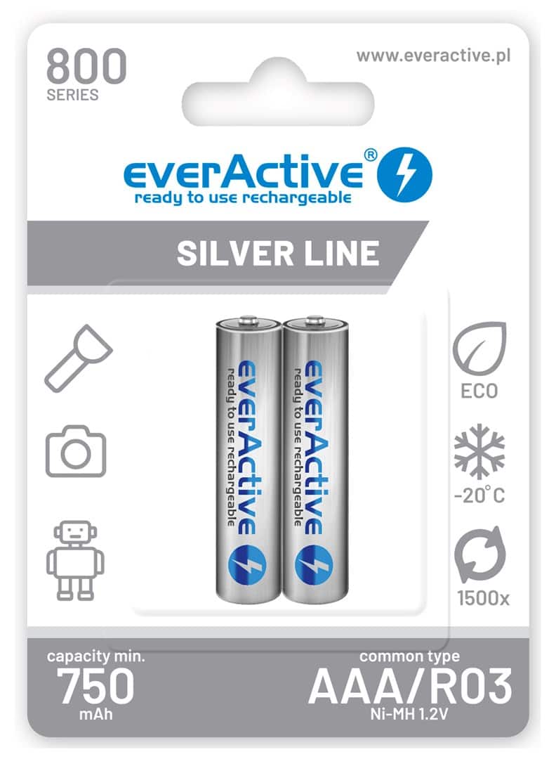 EVERACTIVE AKUMULATORKI AAA 800 MAH - 2 SZTUKI EVHRL03-800 — zdjęcie 1 z 2