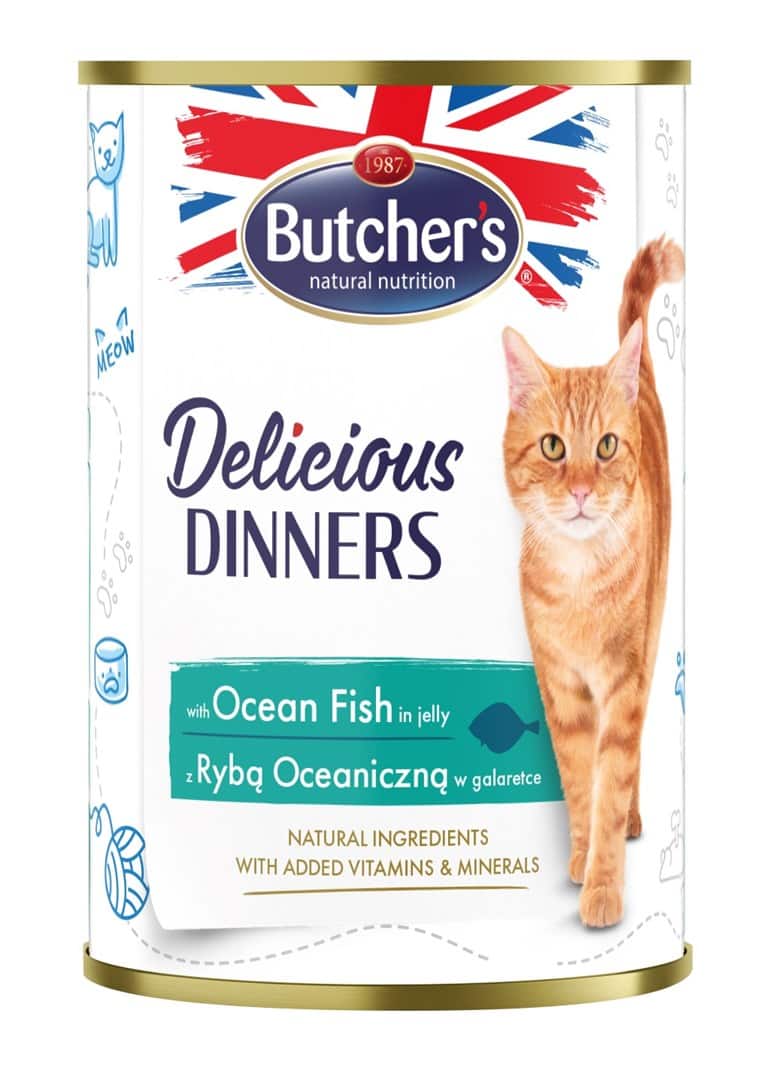 BUTCHER'S Delicious dinners Kawałki z rybą morską w galaretce - mokra karma dla kota - 400 g — zdjęcie 1 z 2