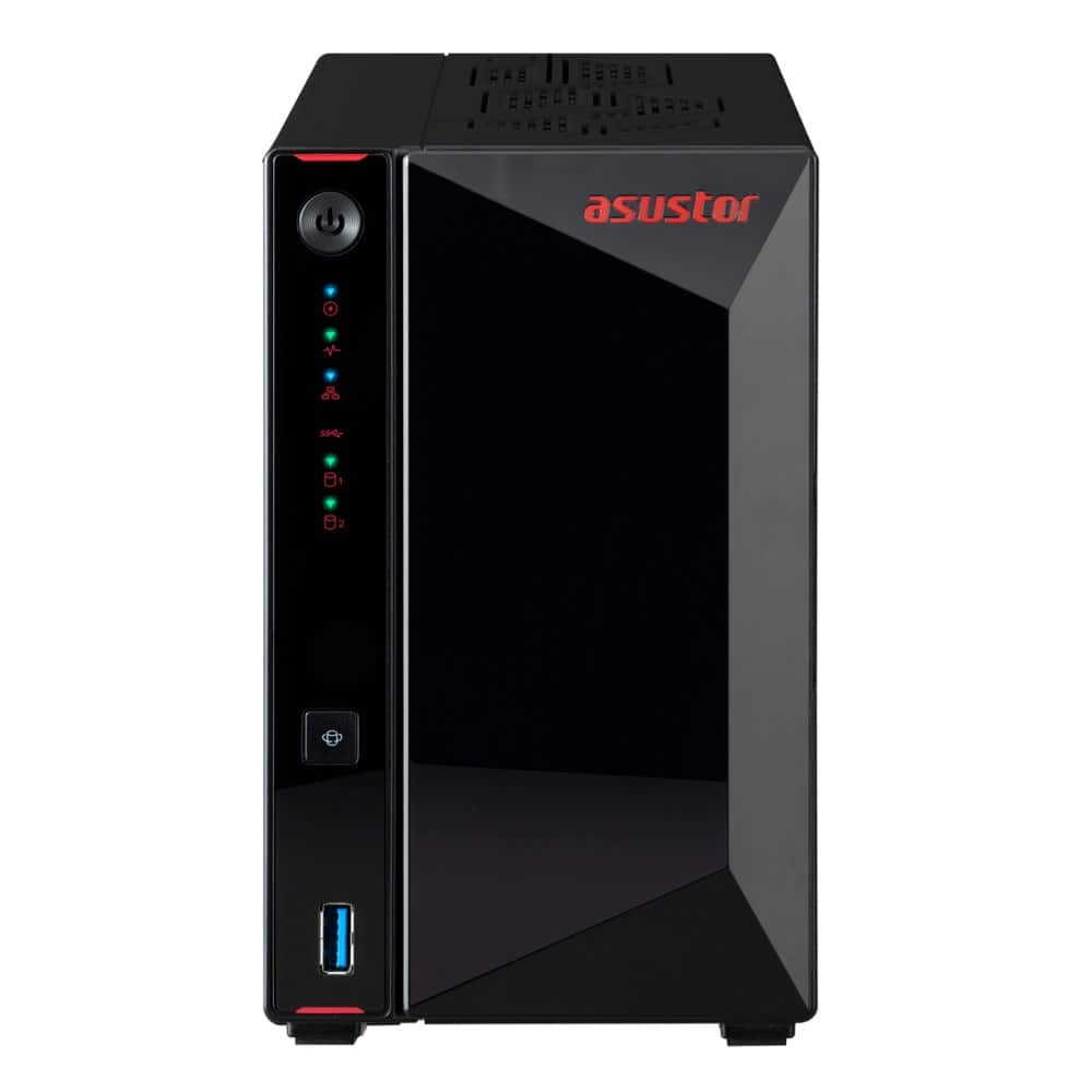 NAS Asustor AS5402T; Tower; 2x (3.5" SATA HDD/ 2.5" SSD); Intel Celeron N5105, 4GB DDR4 SODIMM (max. 16GB), 2x 2.5GbE, 4x M.2 2280 NVMe PCIe 3.0, 3x USB 3.2 Gen, 1x HDMI 2.0b — zdjęcie 1 z 6