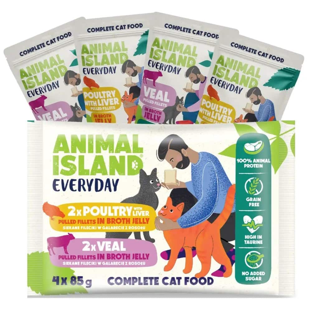 Animal Island NEW JELLY  EVERYDAY 4-PACK SASZETKA 4X85g dróg z wątróbką, cielęcina — zdjęcie 1 z 3