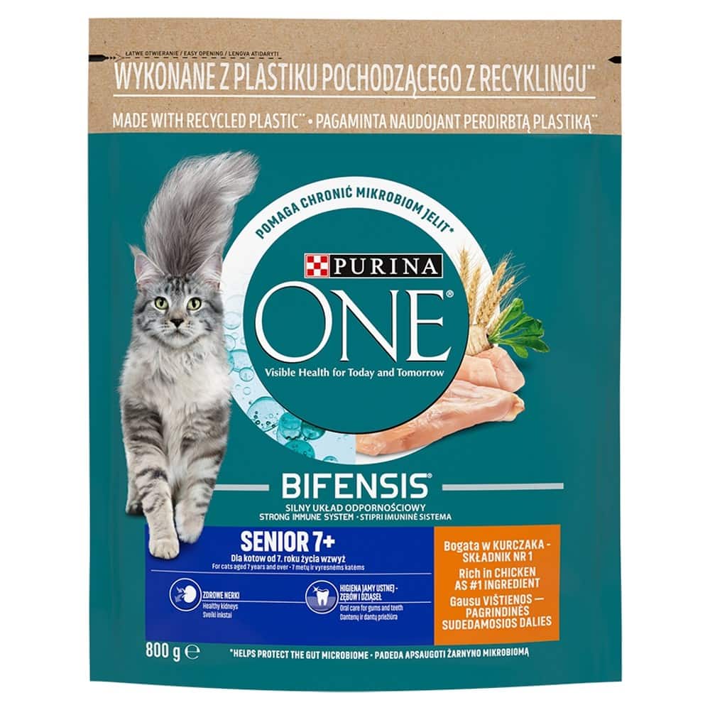 PURINA One Bifensis Senior 7+ Bogata w Kurczaka i Pełne Ziarna - sucha karma dla kota - 800 g — zdjęcie 1 z 6