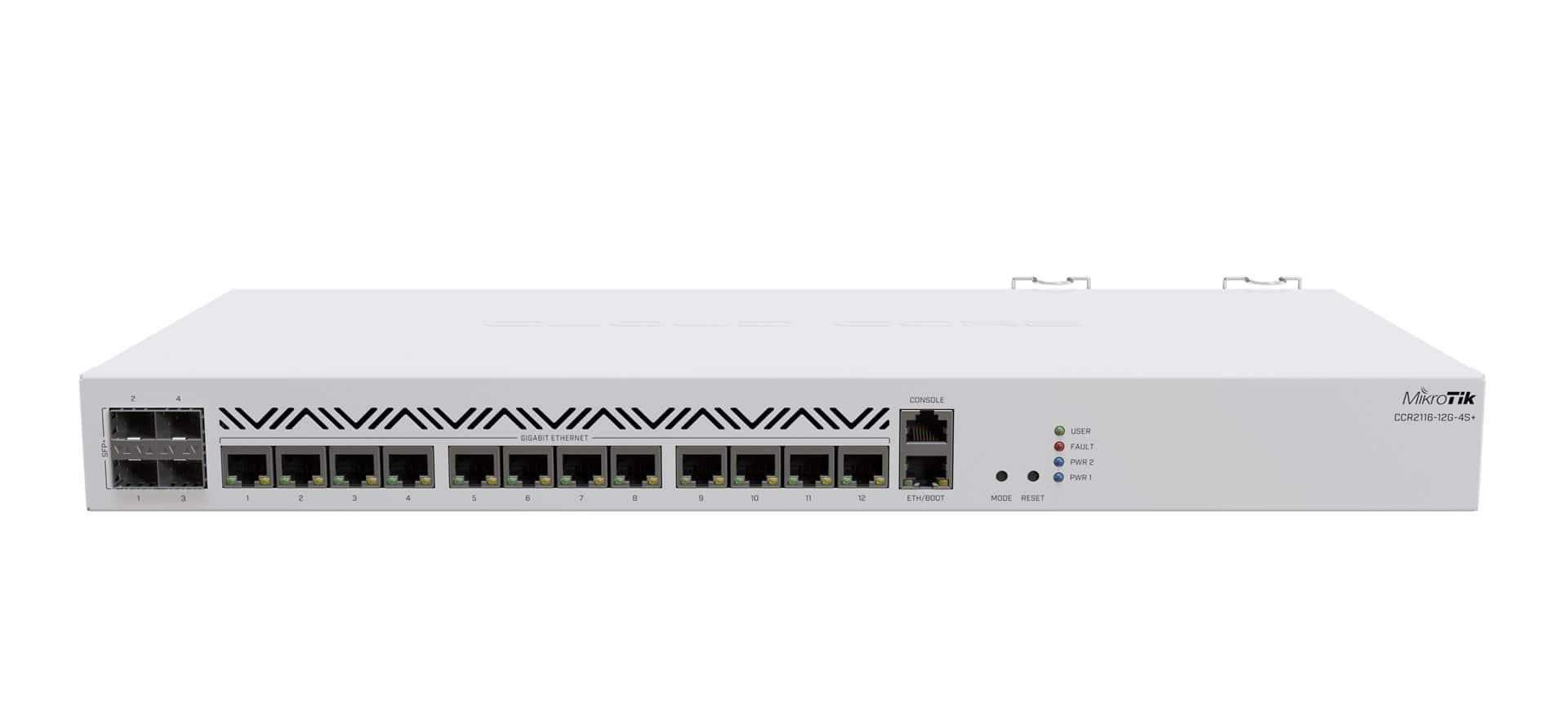 Router Mikrotik CCR2116-12G-4S+ Total Ethernet  Ports:17; Architecture:ARM 64bit; CPU core:16 — zdjęcie 1 z 4