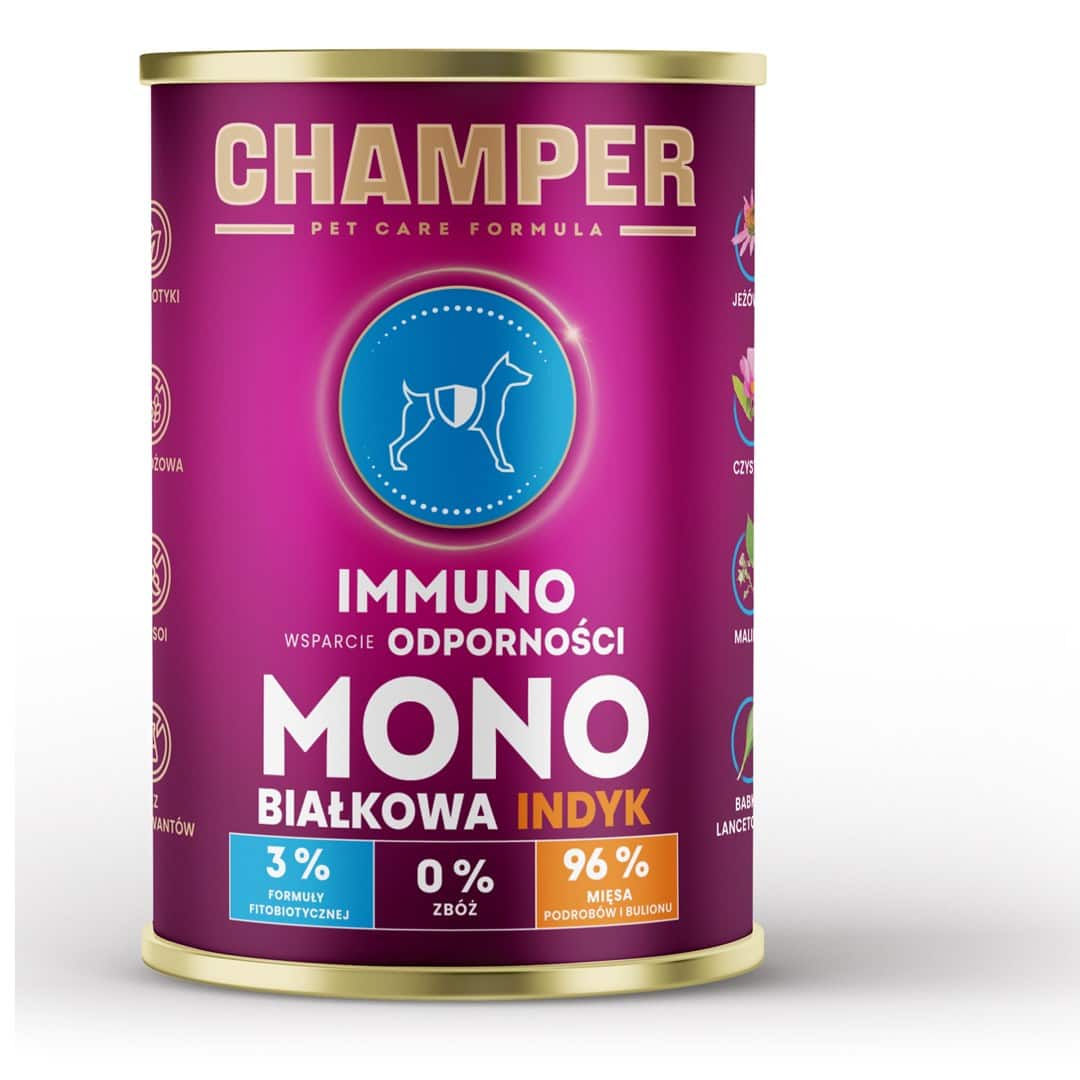 CHAMPER IMMUNO MONOBIAŁKOWA indyk mokra karma dla psa 400g