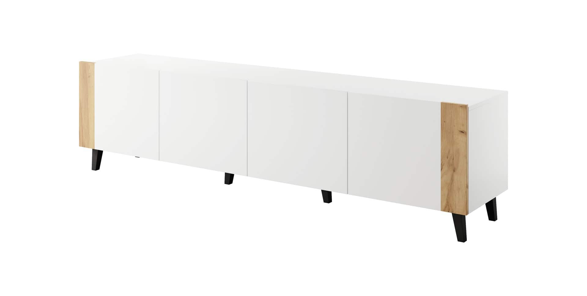 Szafka RTV FARO 200x42x52 biały mat + dęb craft — zdjęcie 1 z 3