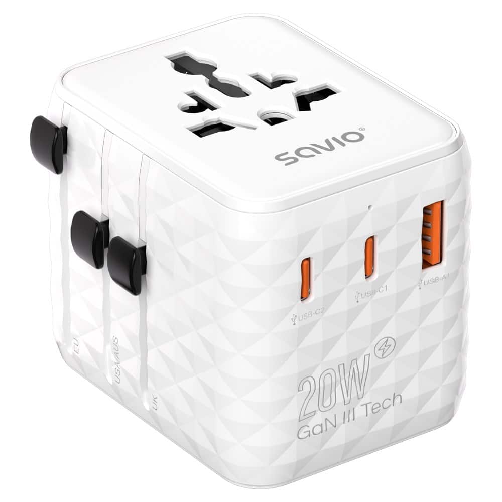 SAVIO UNIWERSALNY ADAPTER PODRÓŻNY 20W AP-08 — zdjęcie 1 z 7