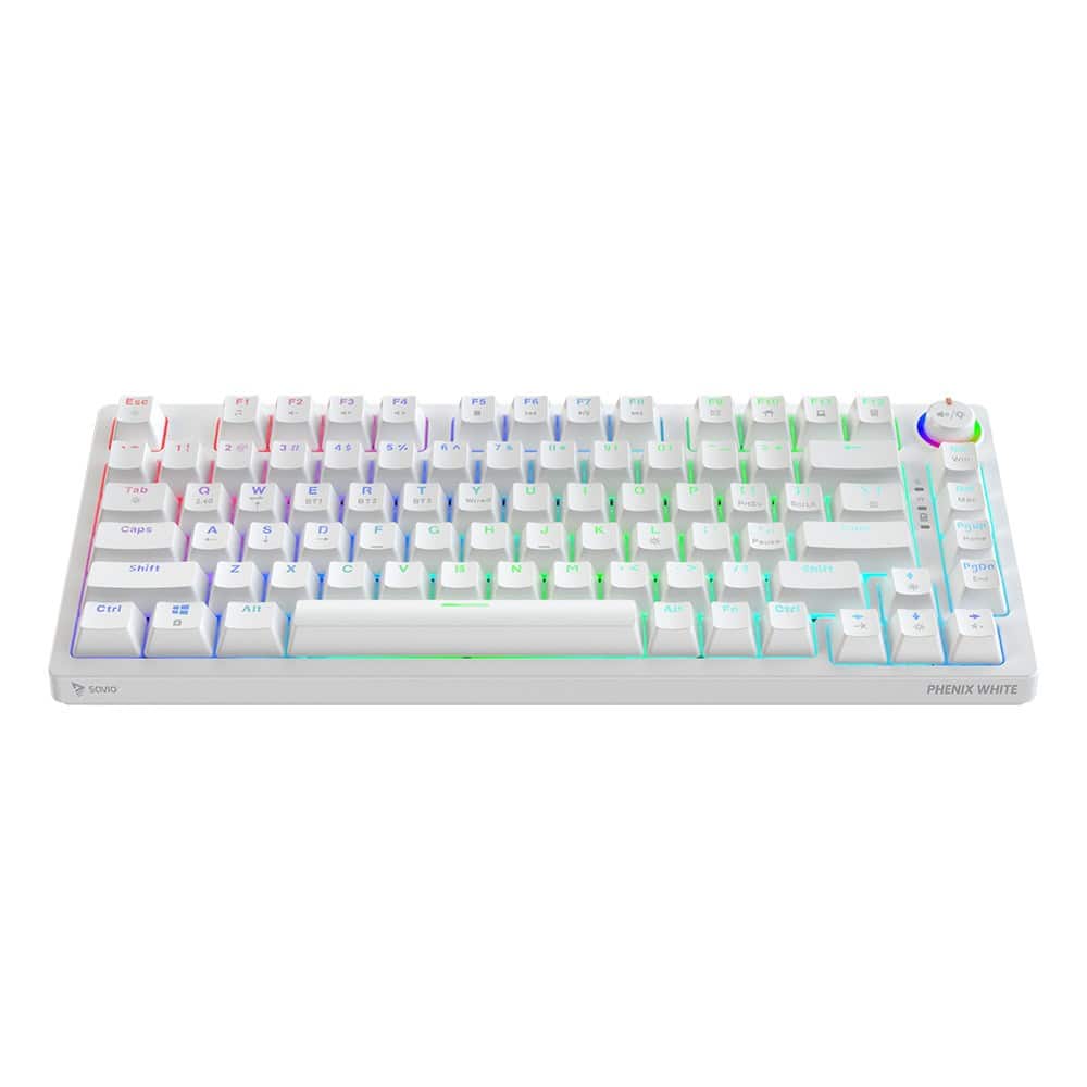 SAVIO KLAWIATURA MECHANICZNA BEZPRZEWODOWA PHENIX WHITE GATERON RED PRO ABS — zdjęcie 1 z 8