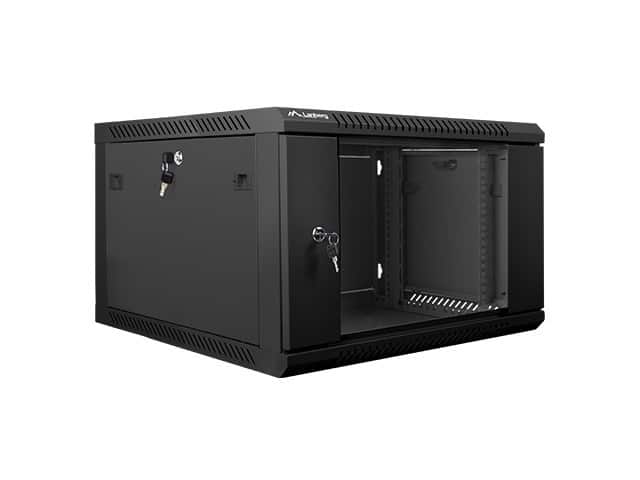 Szafa jednosekcyjna Lanberg WF01-6606-10B (6U; 368mm / 600mm / 600 mm; wisząca; Szklane; 19''; kolor czarny) — zdjęcie 1 z 4