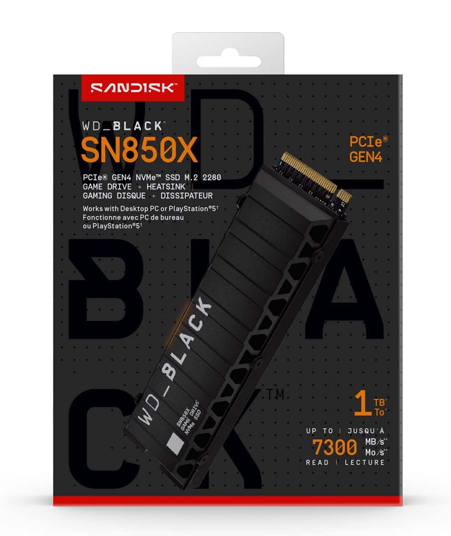 Dysk SSD WD Black SN850X WDS100T2XHE (1 TB ; M.2; PCIe NVMe 4.0 x4; heatsink) — zdjęcie 1 z 4