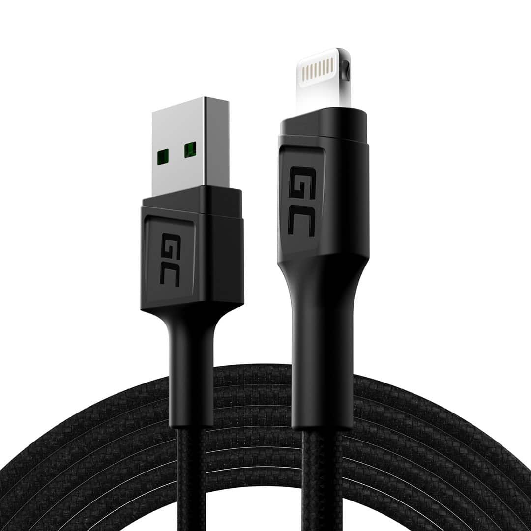 GREEN CELL KABEL KABGC12 GC RAY USB - LIGHTNING 200CM, BIAŁY LED, SZYBKIE ŁADOWANIE — zdjęcie 1 z 5