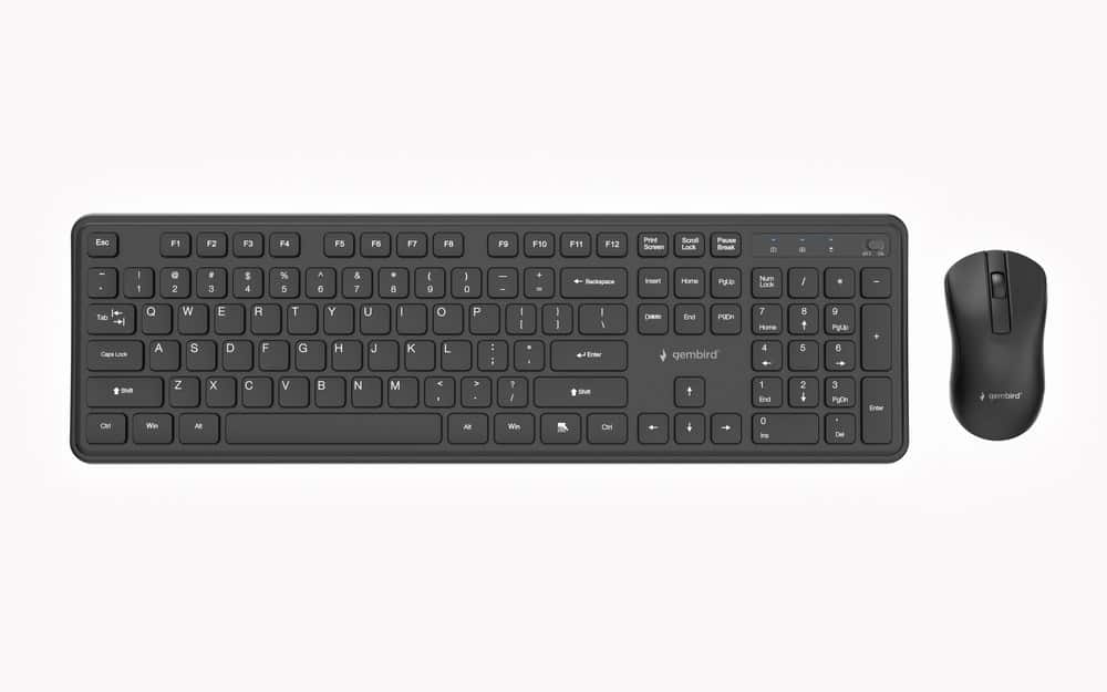 GEMBIRD BEZPRZEWODOWY ZESTAW KLAWIATURY + MYSZ SLIM PRO BUSINESS NA BIURKO, CZARNY, UKŁAD US — zdjęcie 1 z 6