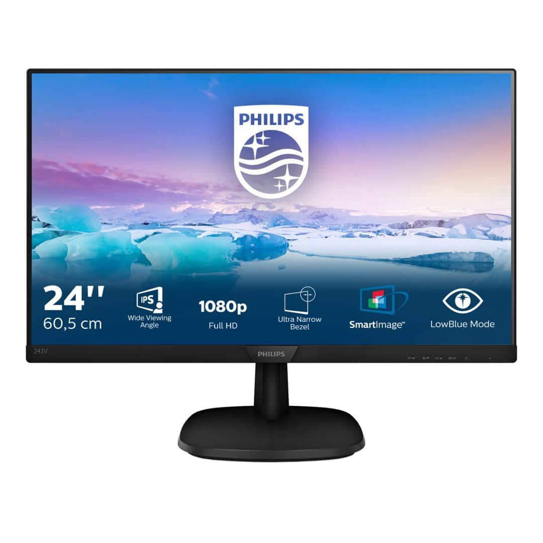 Monitor Philips 243V7QDAB/00 (23,6"; IPS/PLS; FullHD 1920x1080; HDMI, VGA; kolor czarny) — zdjęcie 1 z 8