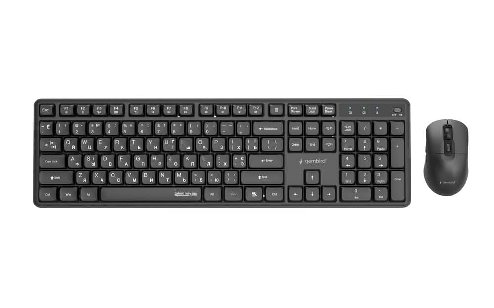 GEMBIRD BEZPRZEWODOWY ZESTAW KLAWIATURY +MYSZ SILENT KEY PRO BUSINESS, CZARNY, UKŁAD RU — zdjęcie 1 z 5