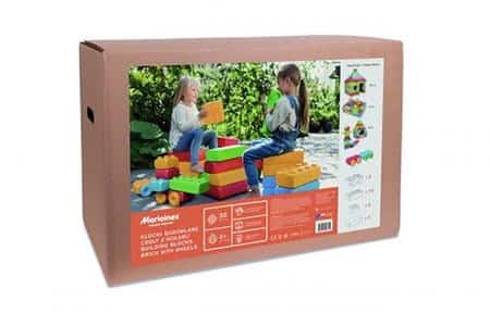 Klocki budowlane "cegły" Marioinex + 2 kółka, 30 elementów — zdjęcie 1 z 4