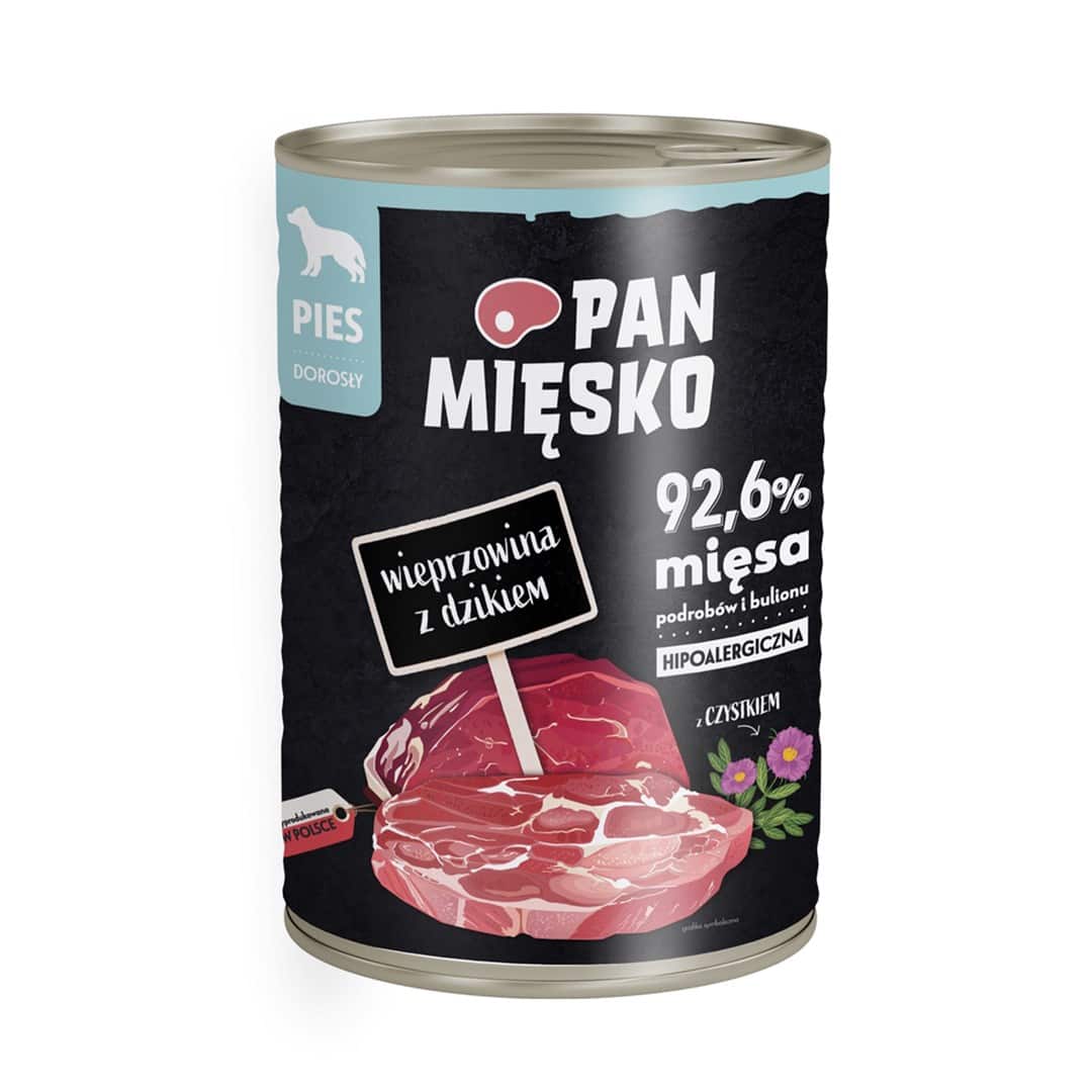 Pan Mięsko Wieprzowina z dzikiem karma mokra dla psa 400g