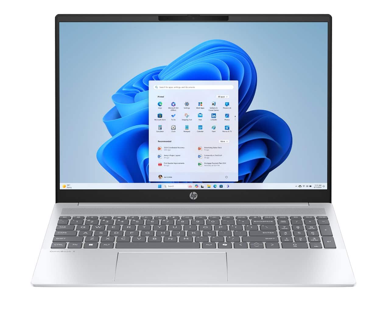 HP OmniBook 5 16-bc1219nw Ryzen 5 8540U 16"2K 300nits AG 16GB LPDDR5-6400 SSD512 Radeon 740M Cam 1080p 59Wh Win11 Glacial Silver 2Y (OUTLET) — zdjęcie 1 z 8