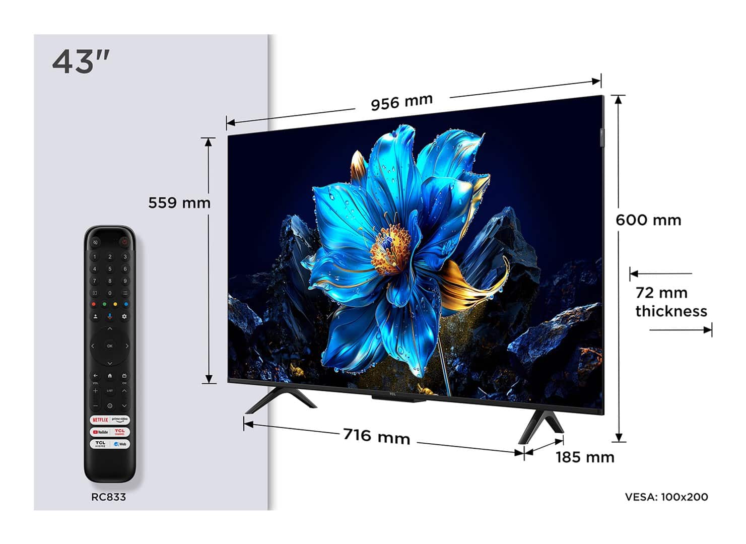 Telewizor TCL 43P79K QLED 43'' 4K Ultra HD Google TV Dolby Vision DVB-T2 Metaliczny (OUTLET) — zdjęcie 1 z 7