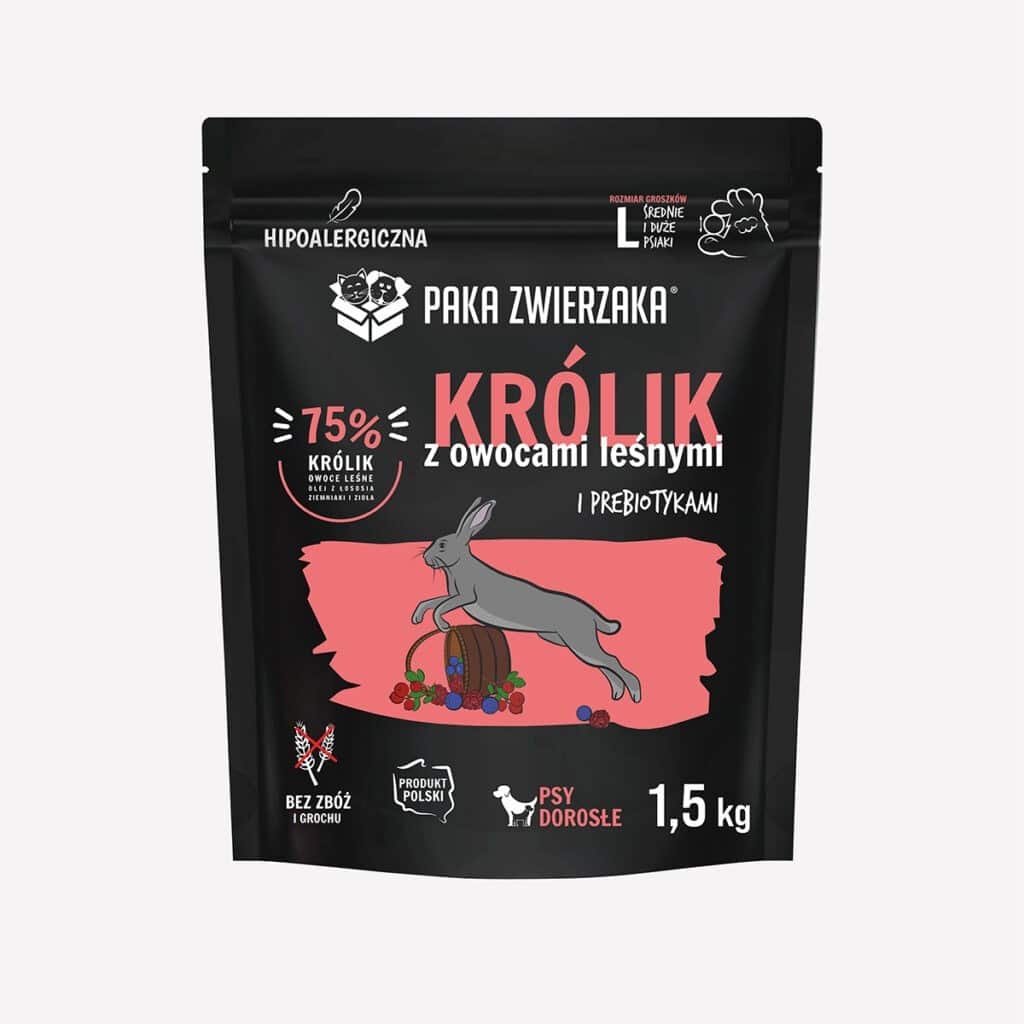 Paka Zwierzaka Królik z owocami leśnymi „L” 1,5kg