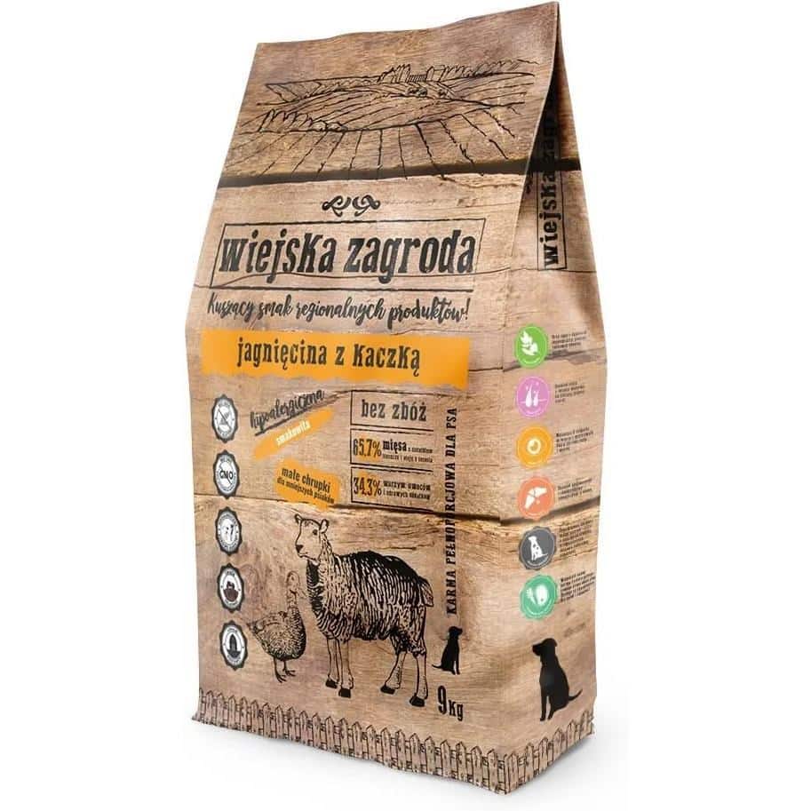 Wiejska Zagroda Jagnięcina z kaczką (dorosły) Karma sucha dla psa chrupki S 9kg